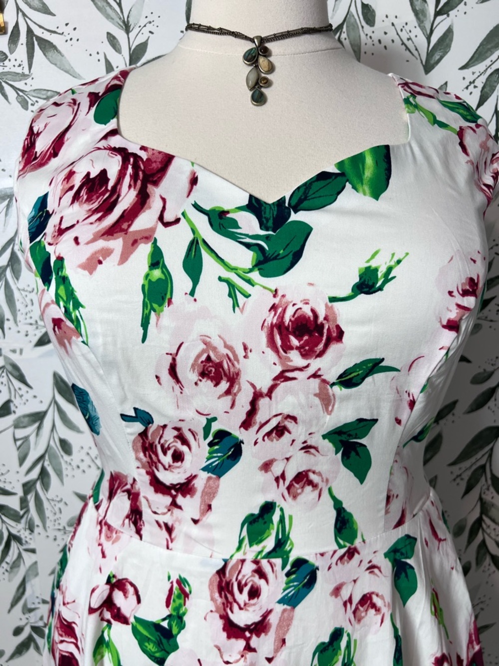 Flowers Retro Vintage Cotton Dress Sz XL 18 Elegant Classic Fit & Flare Bohemian - Picture 2 of 13